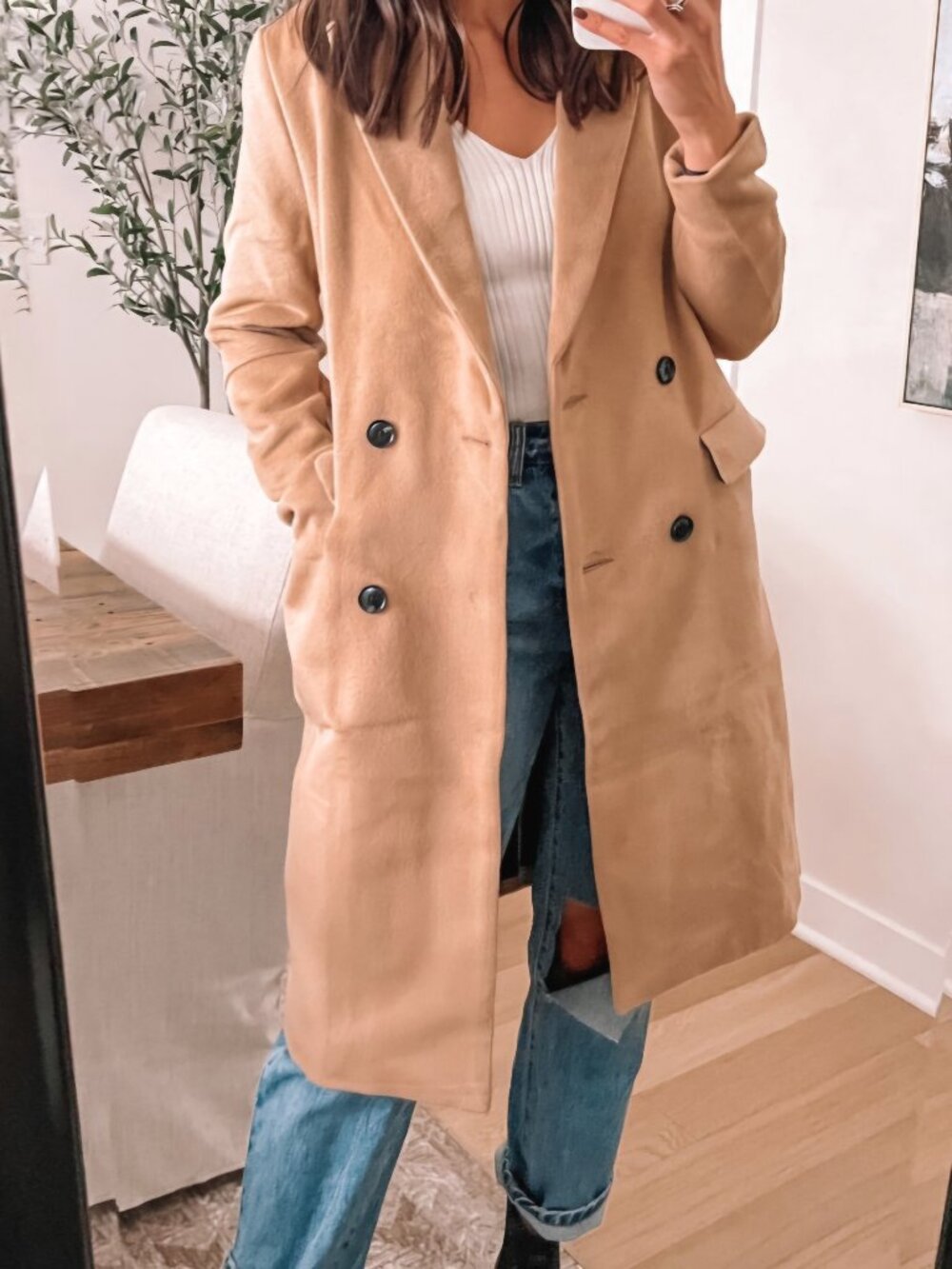NWT Forever 21 Double-Breasted Longline Coat Size Small
